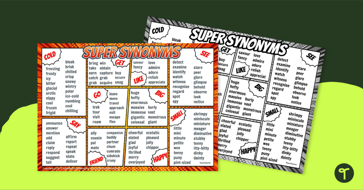 Super Synonyms List teaching resource