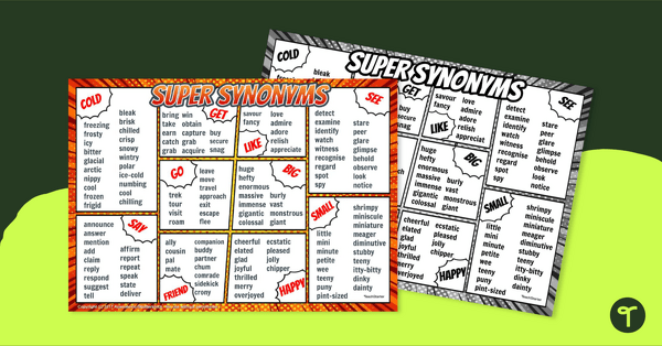 Super Synonyms List Teach Starter