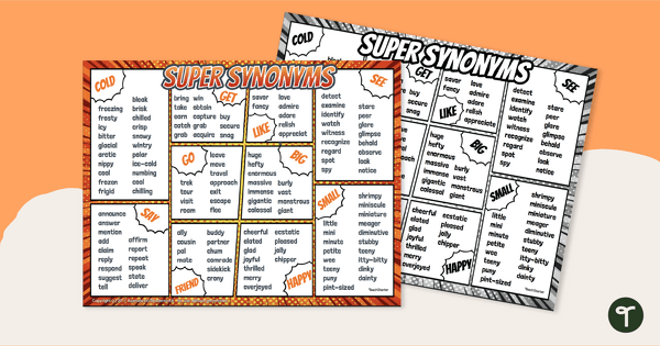 Super Synonyms List Teach Starter