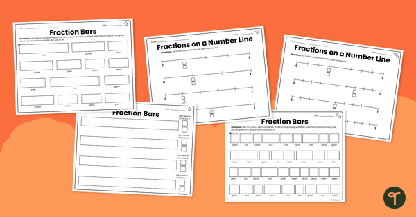 Go to Fraction Bars and Number Lines – Cut and Paste Worksheet teaching resource
