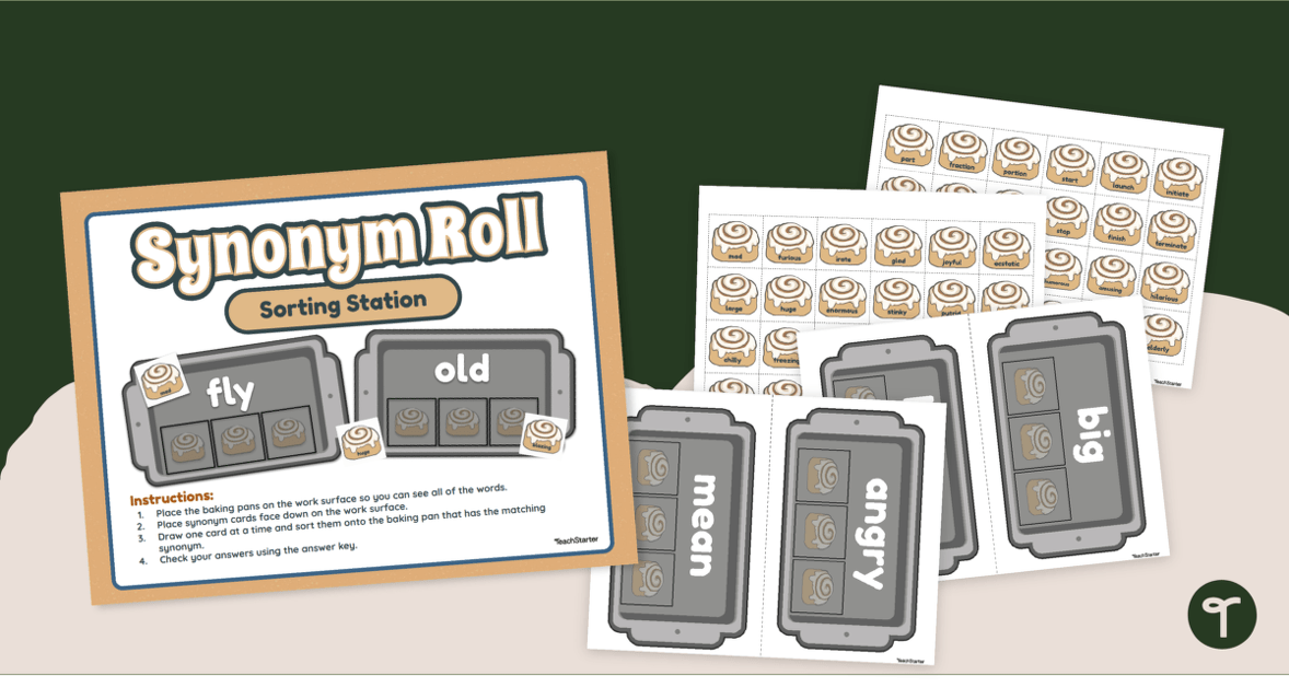 Synonym Roll Sorting Activity teaching resource