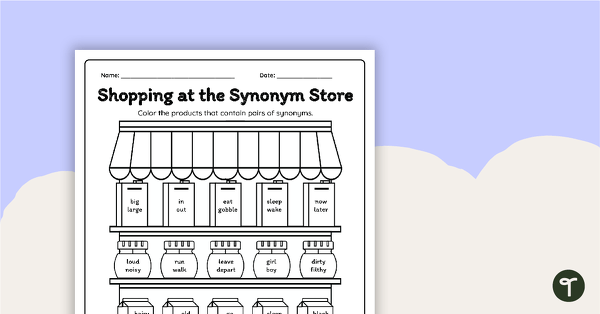 Go to Shopping for Synonyms - Worksheet teaching resource