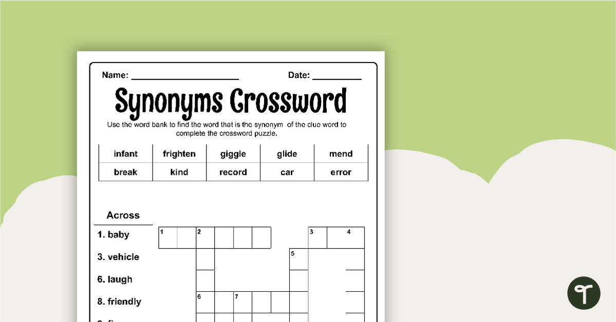 Kindergarten Synonyms Antonyms Circle Cross Words 6