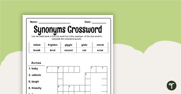 Go to Synonyms - Vocabulary Crossword Puzzle teaching resource
