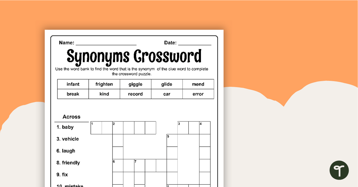 Synonyms - Vocabulary Crossword Puzzle teaching resource