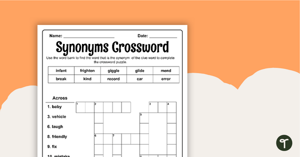 Go to Synonyms - Vocabulary Crossword Puzzle teaching resource