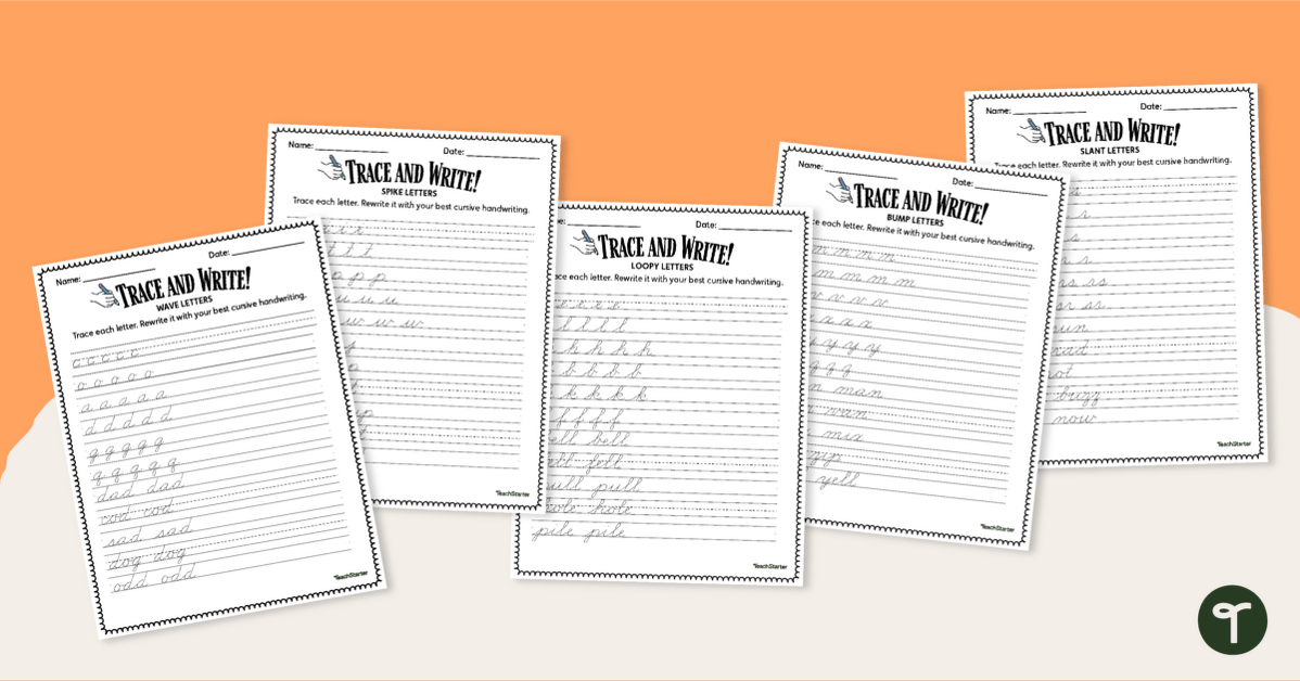 Cursive Worksheets — Cursive Letter Families teaching resource