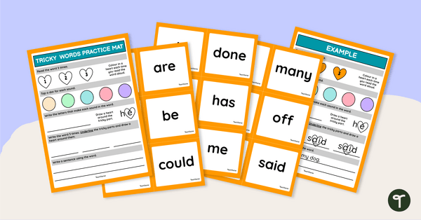 Go to Tricky Word Flashcards and Practice Mat teaching resource
