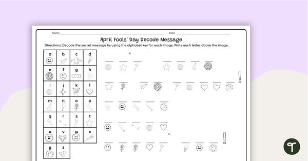 Go to April Fools' Day Secret Message Worksheets teaching resource