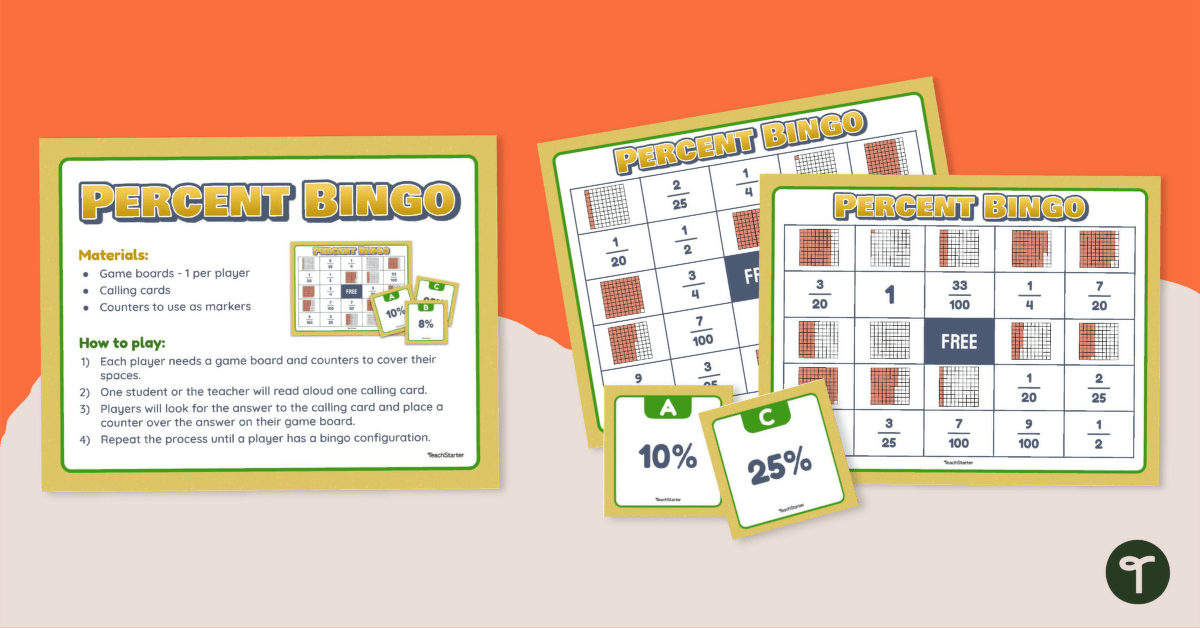 Percent Bingo Game teaching resource