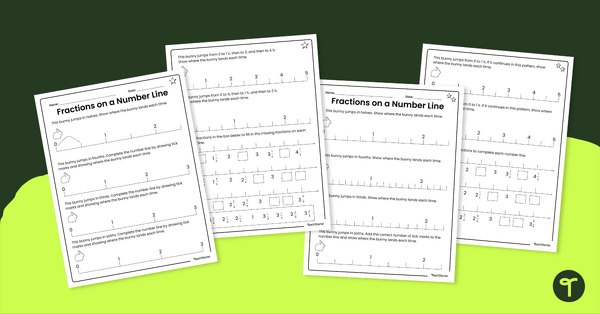Fractions on a Number Line – Differentiated Worksheets teaching resource