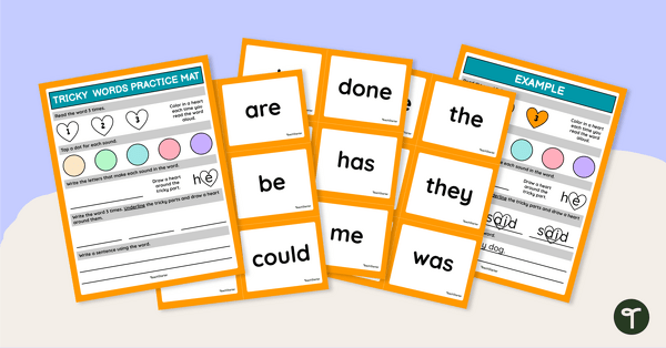Go to Tricky Word Flashcards and Practice Mat teaching resource