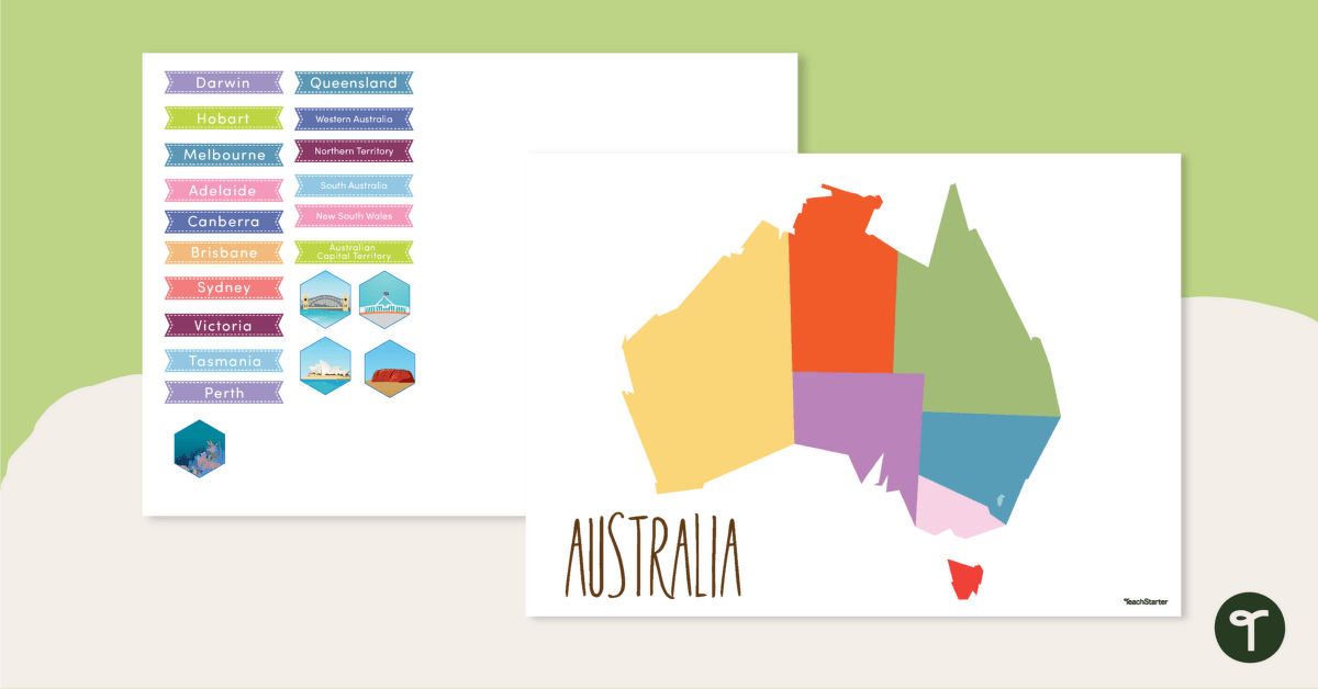 Map of Australia - Labelling Activity teaching resource