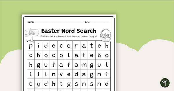 Image of Easter Word Search with Solution