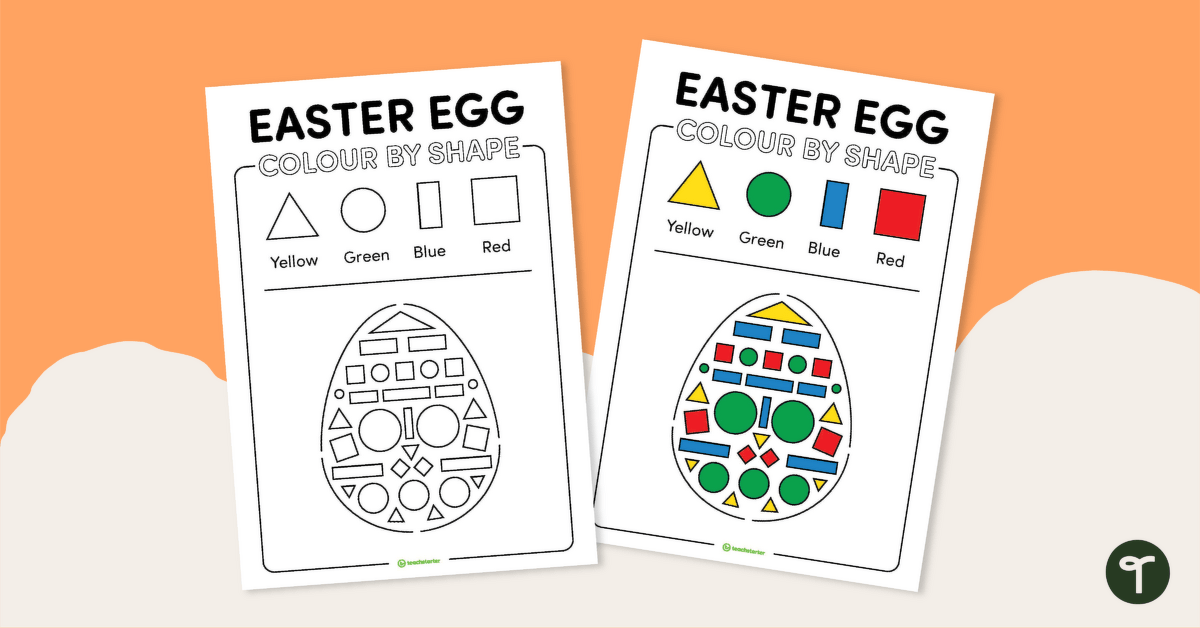 Colour by 2D Shape (Easter Egg) teaching resource