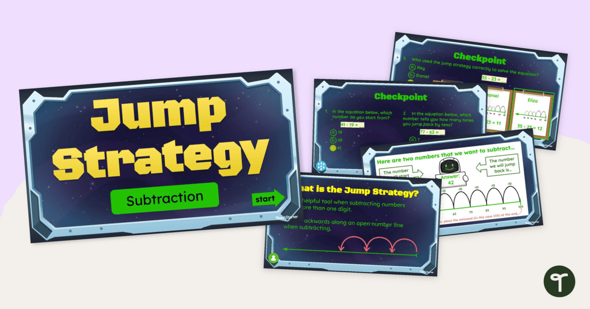 Jump Strategy for Subtraction – Interactive Teaching Slides teaching resource