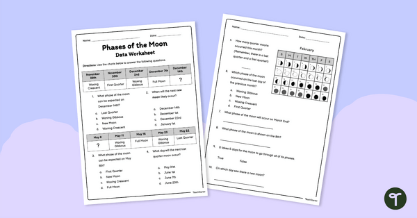 Go to Phases of the Moon – Data Worksheet teaching resource