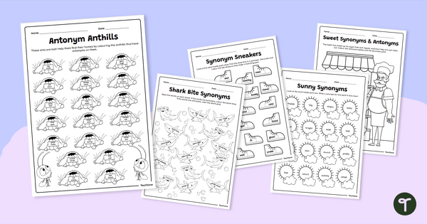 Go to Synonyms and Antonyms - Worksheet Pack teaching resource