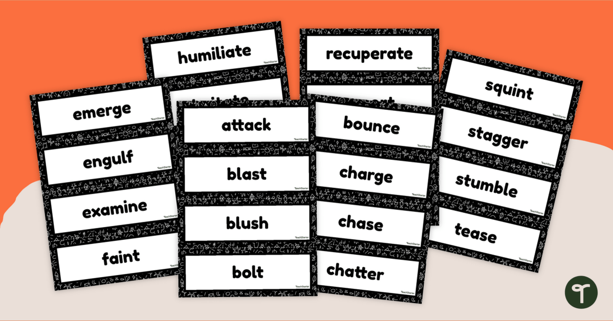 Strong Action Verbs Word Wall teaching resource