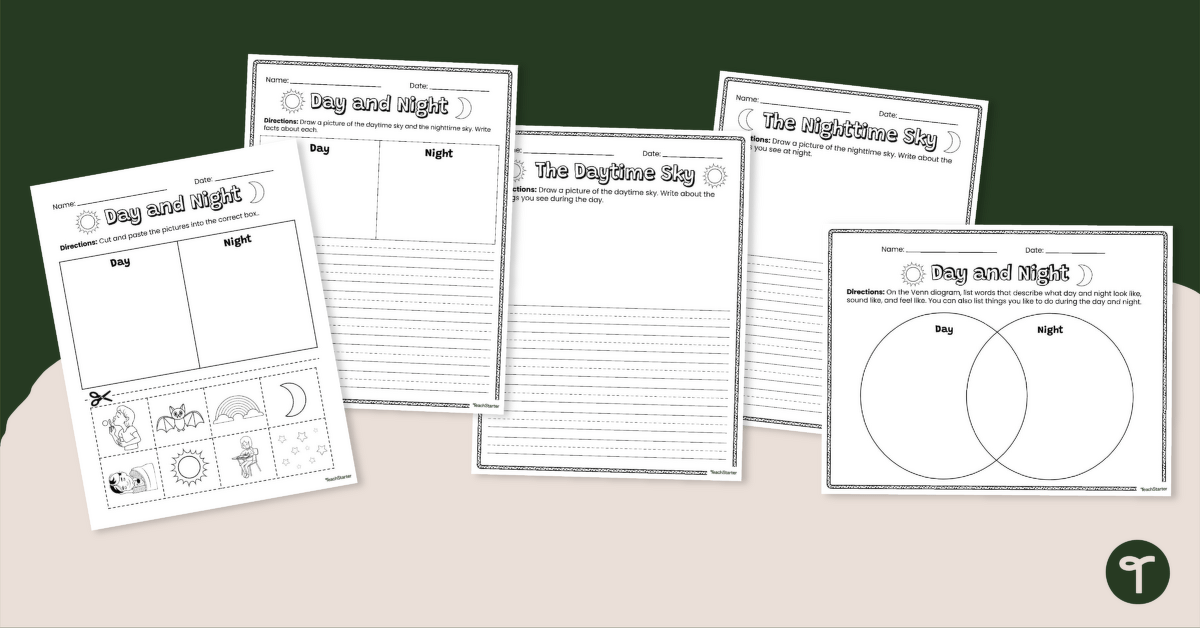 Day and Night Worksheets teaching resource