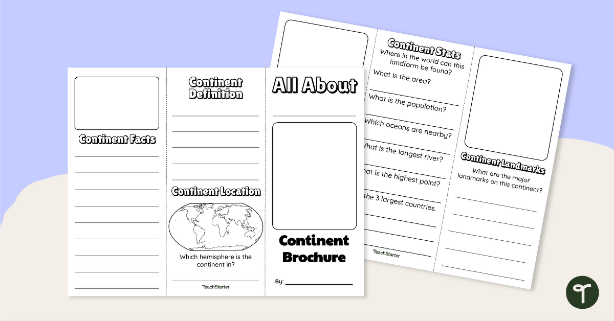 World Continents Brochure - Template teaching resource