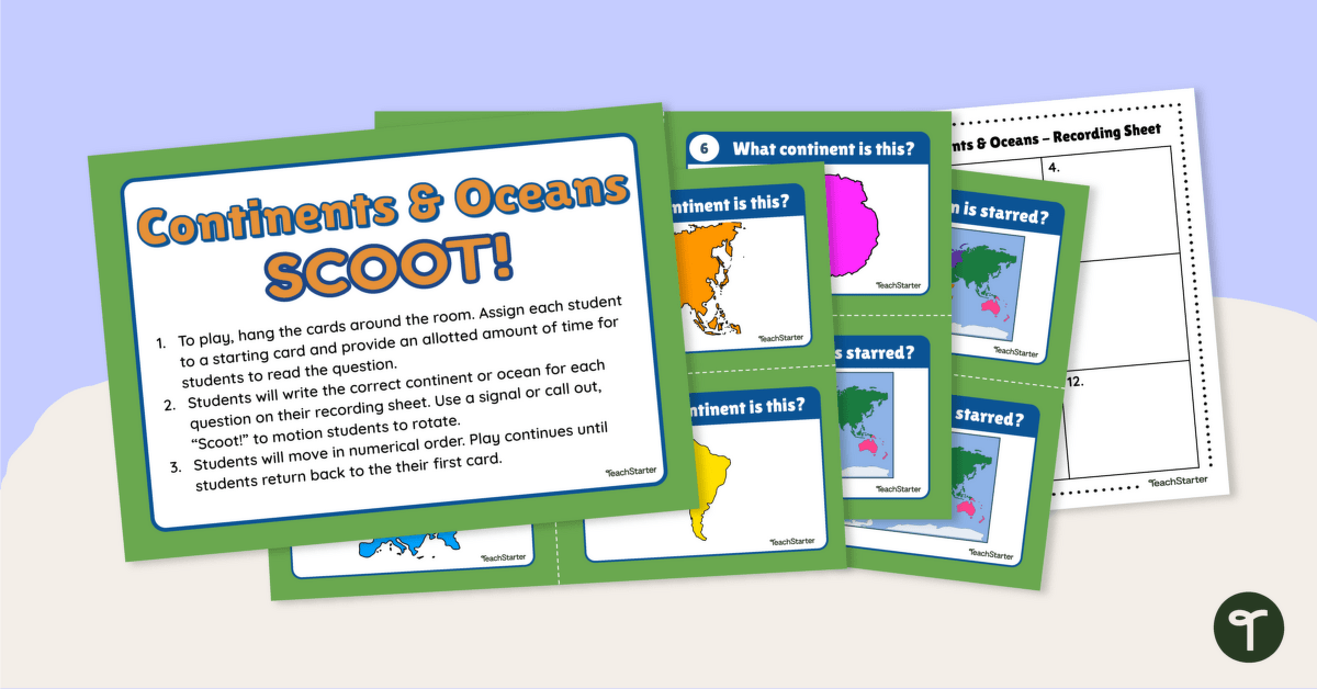 Continents and Oceans - SCOOT! Task Cards teaching resource