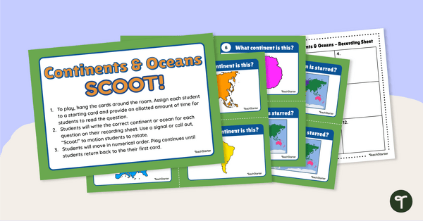 Go to Continents and Oceans - SCOOT! Task Cards teaching resource