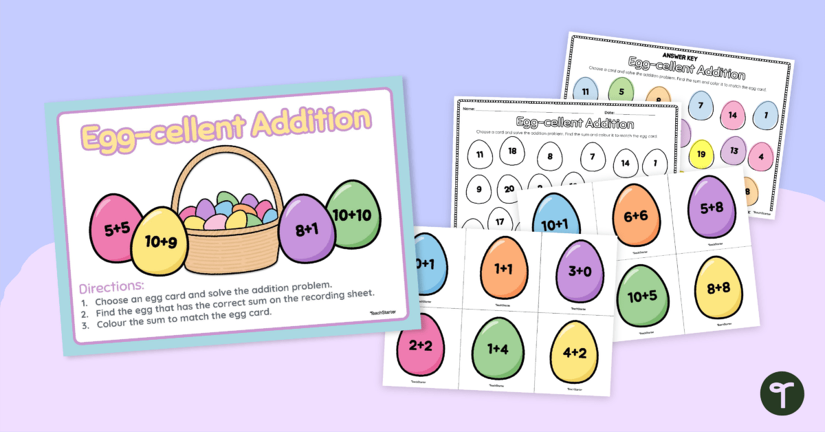 Egg-cellent Easter Addition Activity teaching resource