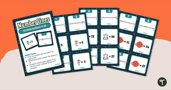 Image of Numbers to 99 - Number Line Matching Activity