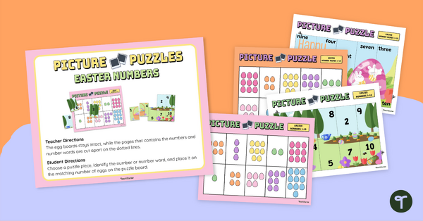 Go to Easter Picture Puzzles - Numbers 1-20 teaching resource