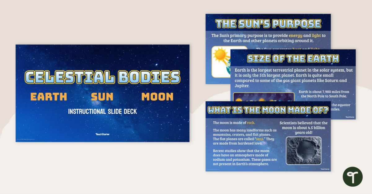 Celestial Bodies – Earth, Sun, and Moon – Instructional Slide Deck teaching resource