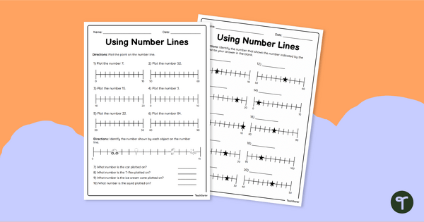 Using Number Lines - Worksheet teaching resource