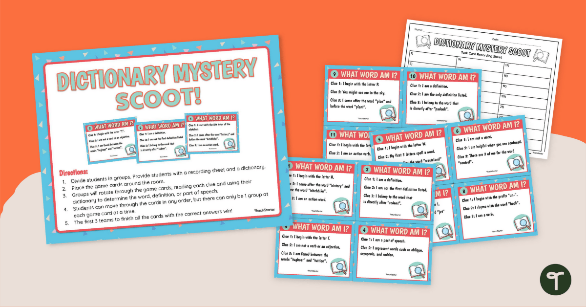 Dictionary Mystery Scoot Game teaching resource