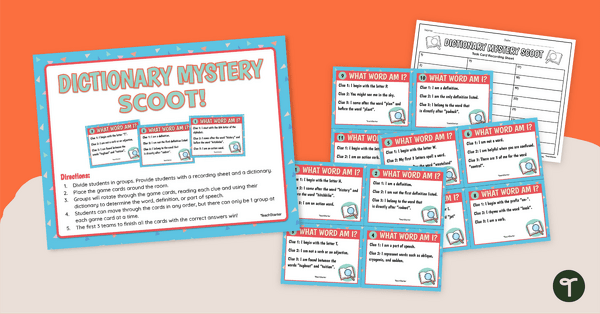 Go to Dictionary Mystery Scoot Game teaching resource