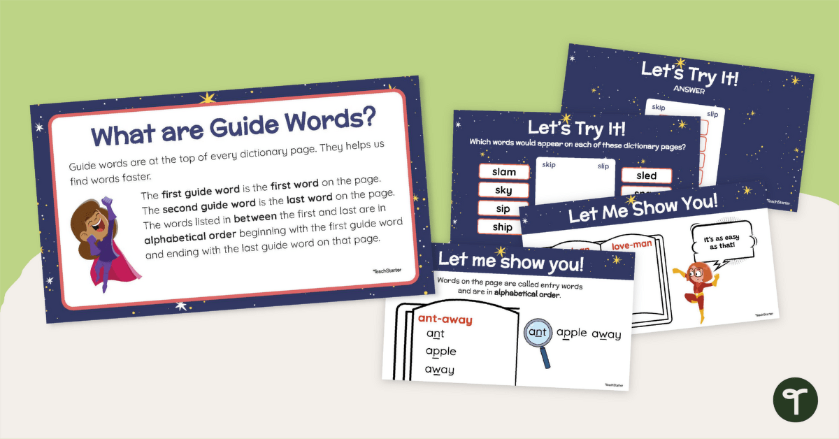 Dictionary Skills - Guide Words Teaching PowerPoint teaching resource