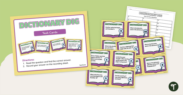 Dictionary Dig Activity Cards teaching resource
