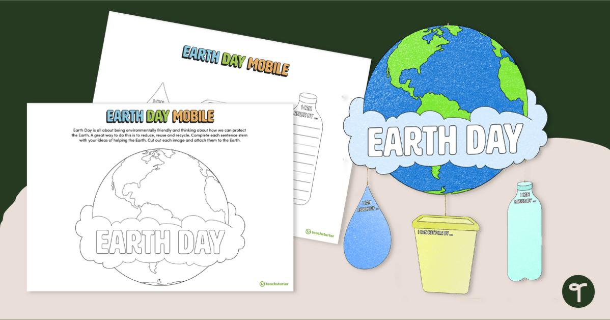 Earth Day Craft - 3 Rs Mobile Template teaching resource