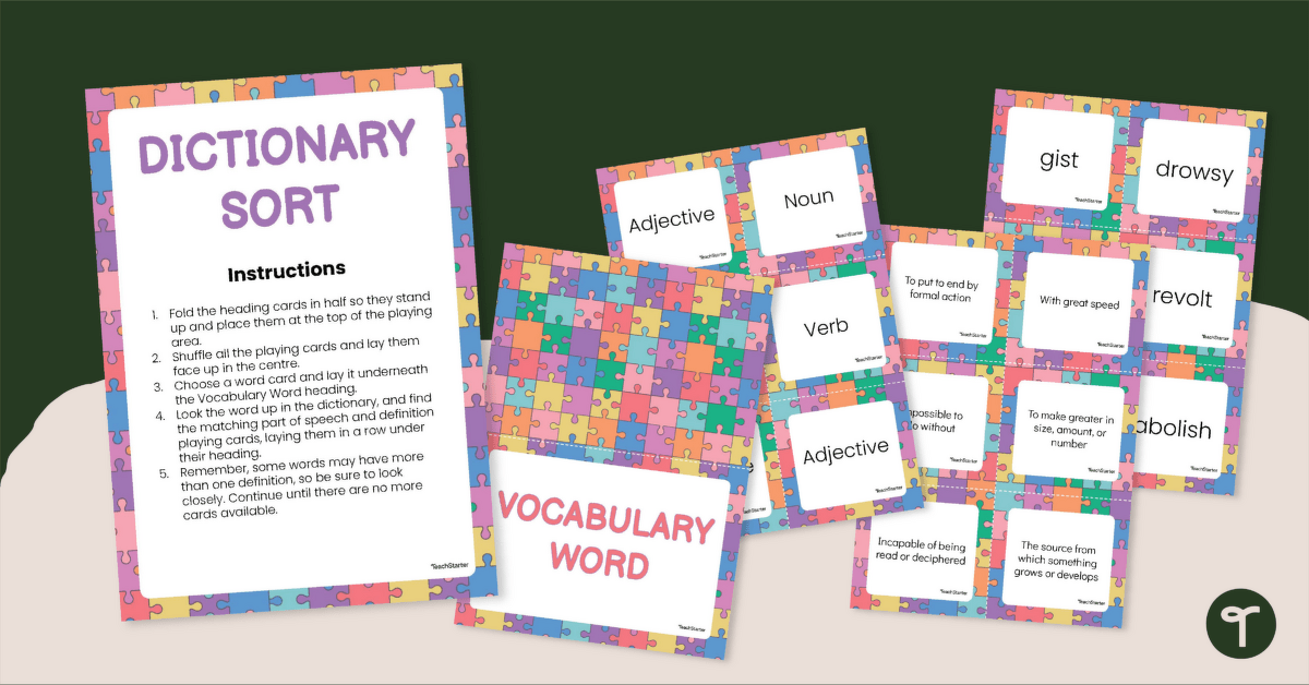 Dictionary Sorting Game teaching resource