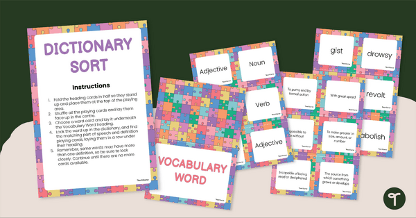 Go to Dictionary Sorting Game teaching resource