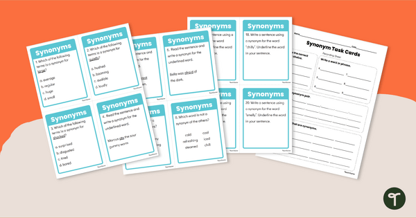 Synonym Task Cards by Staying Cool in the Library