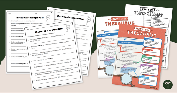 Using a Thesaurus - Worksheets and Anchor Charts teaching resource