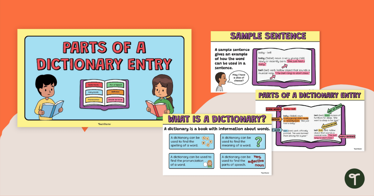 Parts of a Dictionary Entry Instructional Slide Deck teaching resource