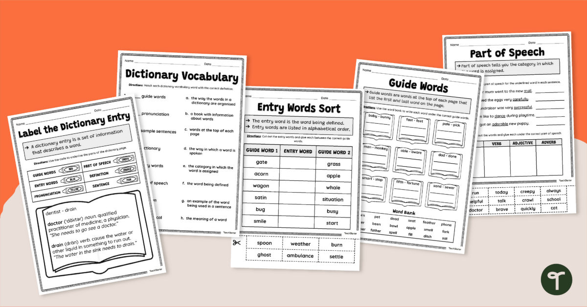 Dictionary Skills Worksheet Pack teaching resource