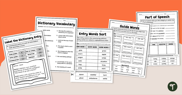 Dictionary Skills Worksheet Pack teaching resource