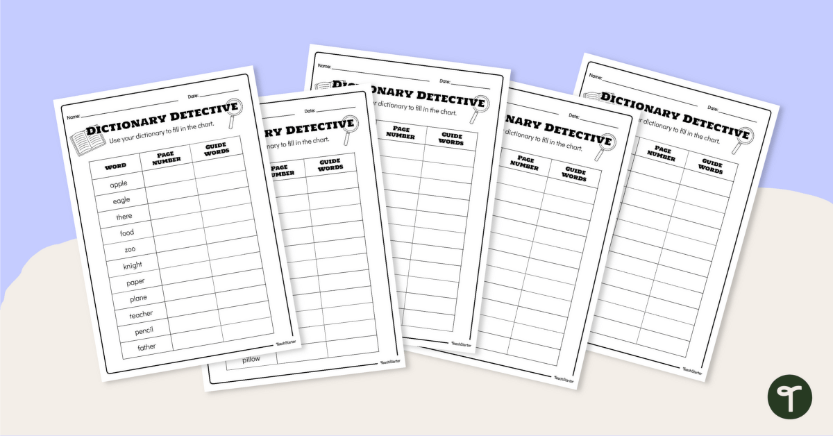 Dictionary Detectives Worksheets teaching resource
