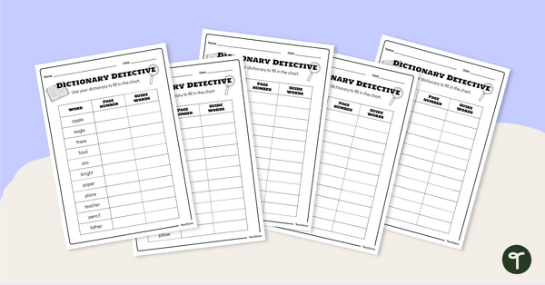 Dictionary Detectives Worksheets teaching resource