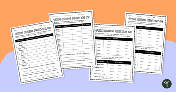 Go to Working With Guide Words Worksheet teaching resource