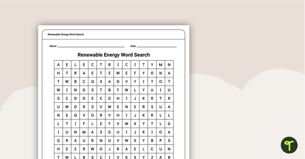 Go to Renewable Energy Word Search teaching resource
