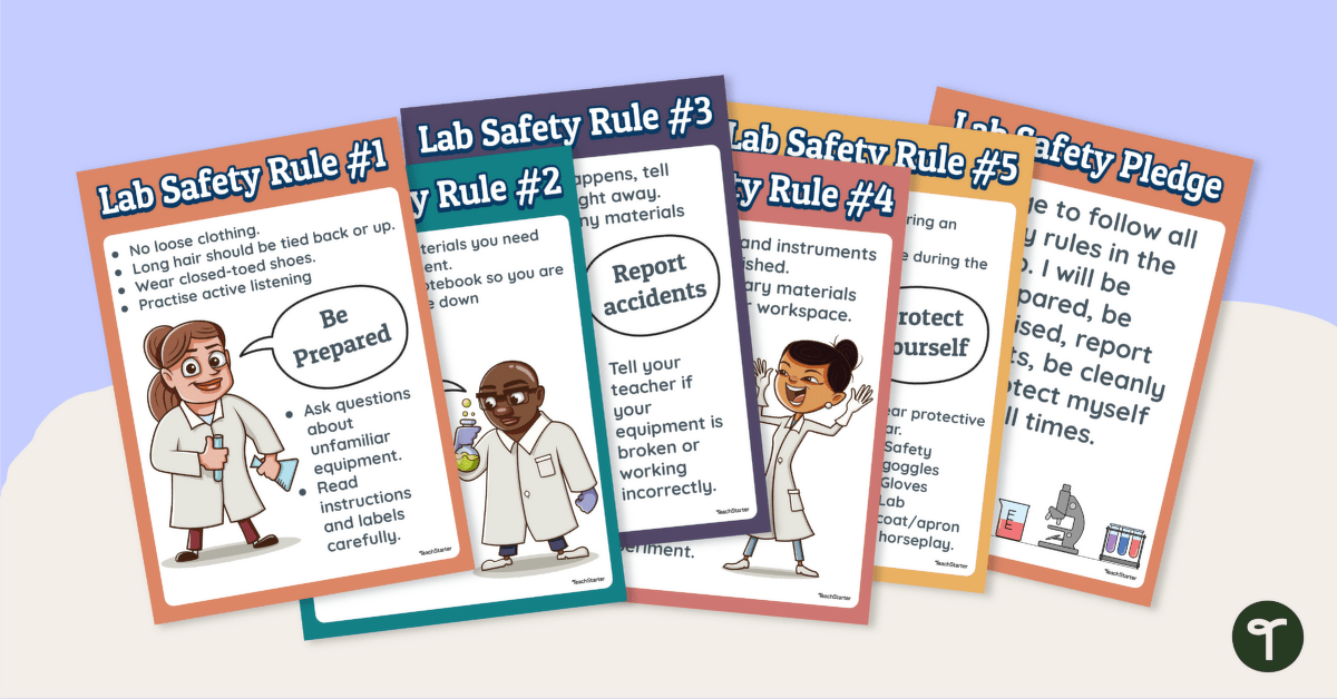 Science Lab Safety Rules – Printable Poster Pack teaching resource