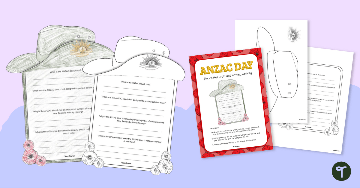 ANZAC Slouch Hat Craft and Write teaching resource